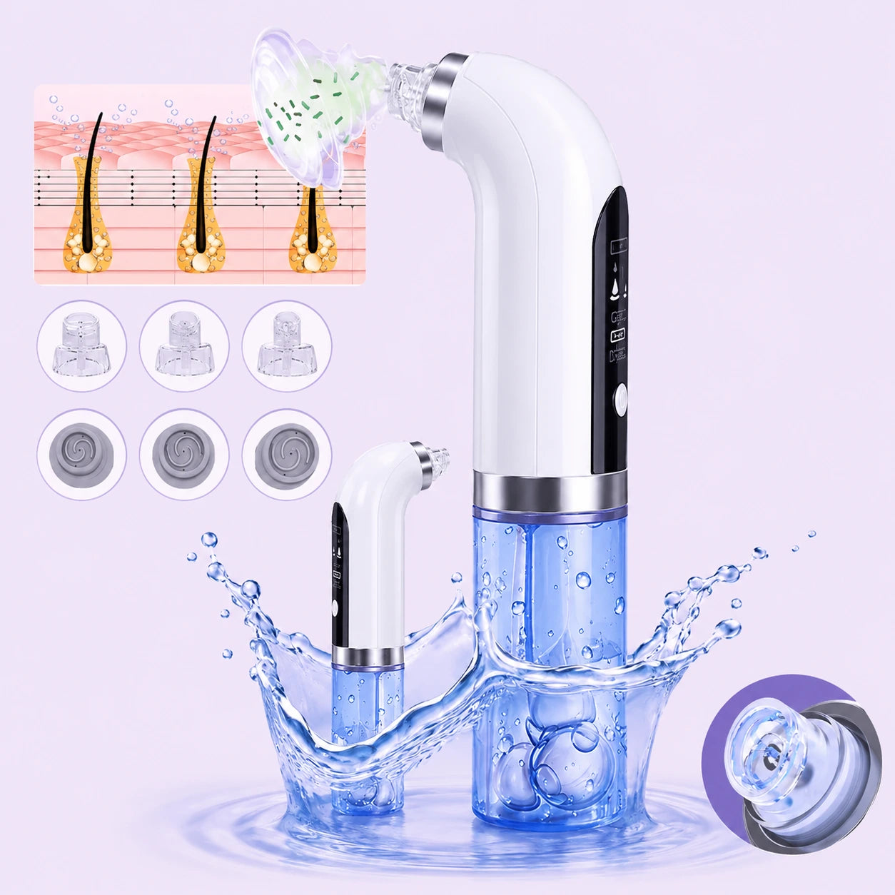 Aspirateur nettoyant de points noirs à micro-bulles