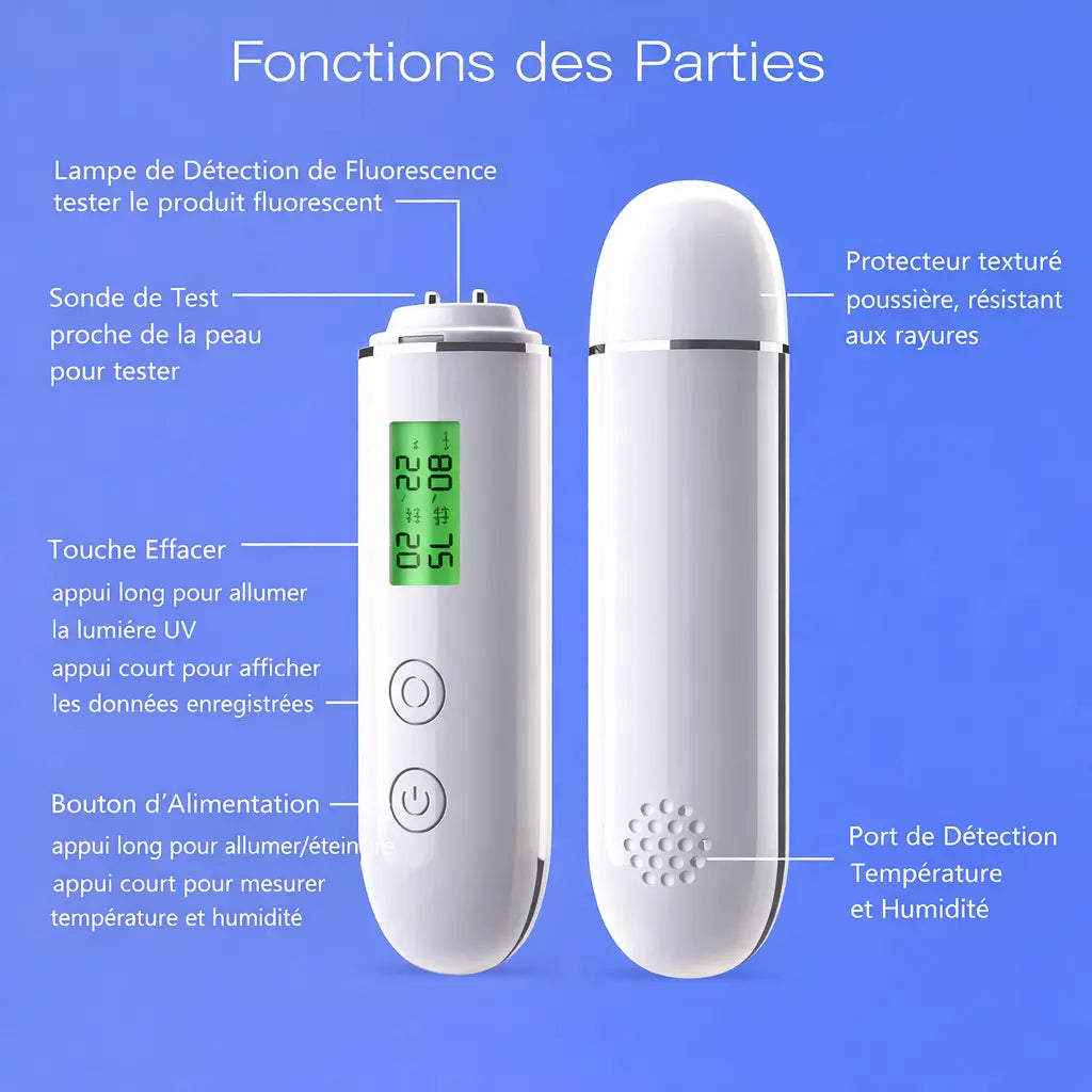 Analyseur de peau digital précis - Hydratation, sébum, élasticité